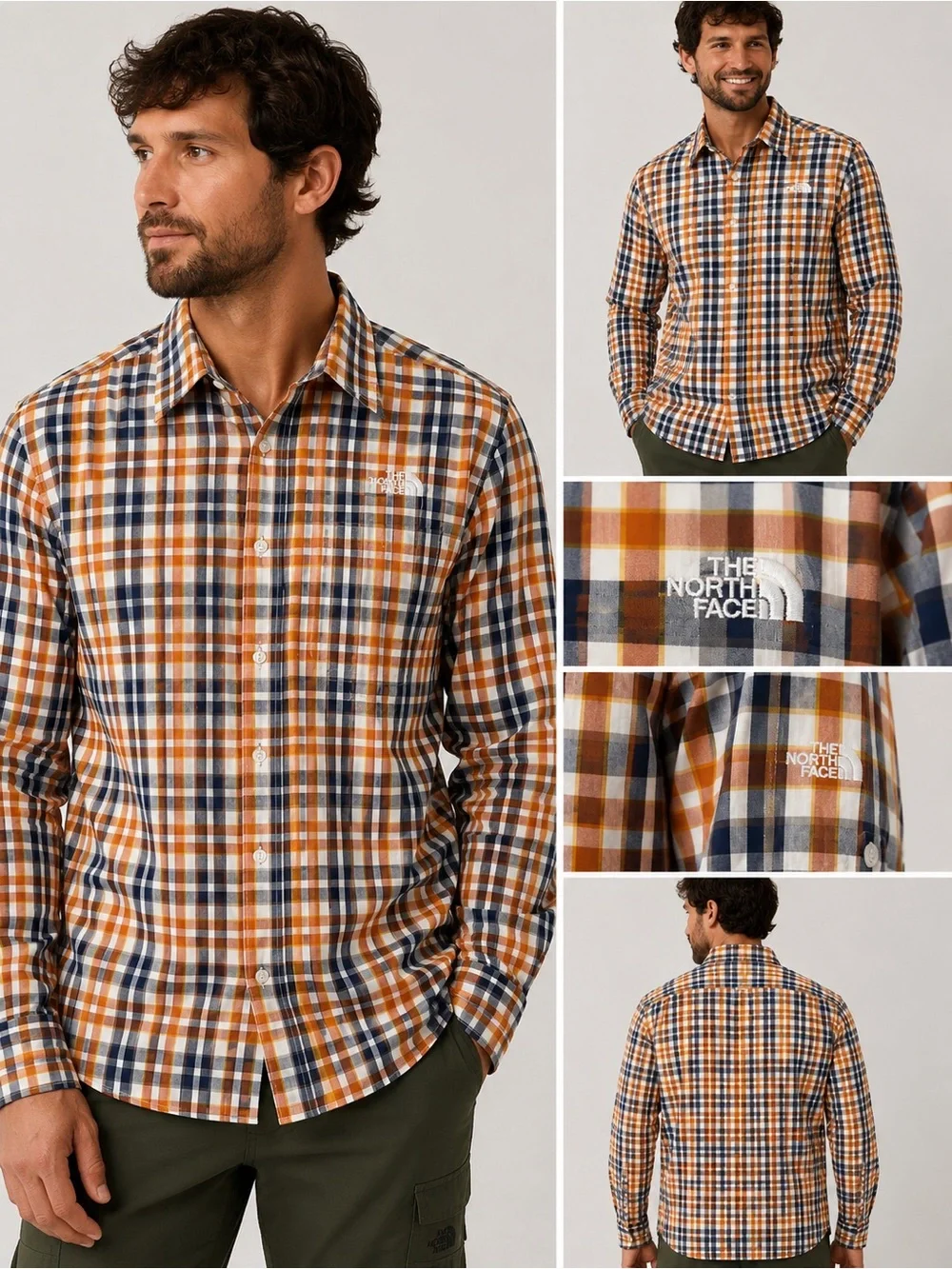 The North Face XL Plaid Button Down Shirt Orange Blue White